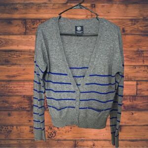 American Eagle Outfitters Gray and Blue Striped Cardigan